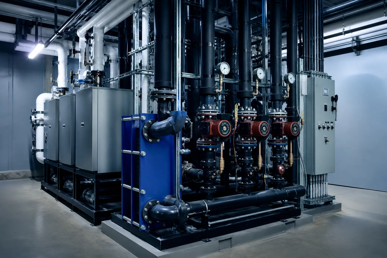 Mechanical room HVAC equipment serviced by True Temp Control NYC